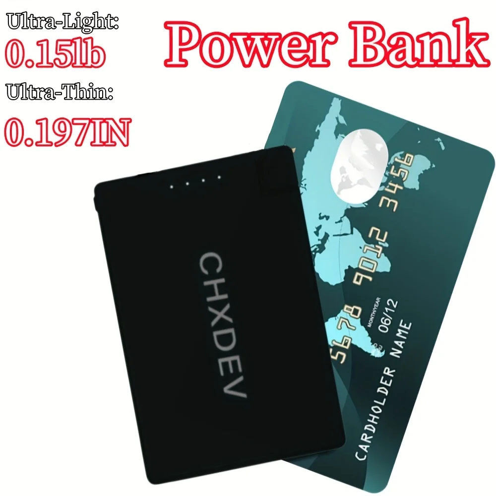 CHXDEV Mini Magnetic Power Bank Ultra-Thin 5000mAh Charger , Mini Power Banks For Card Holder Wallet, For IPhone XIAOMI Samsung