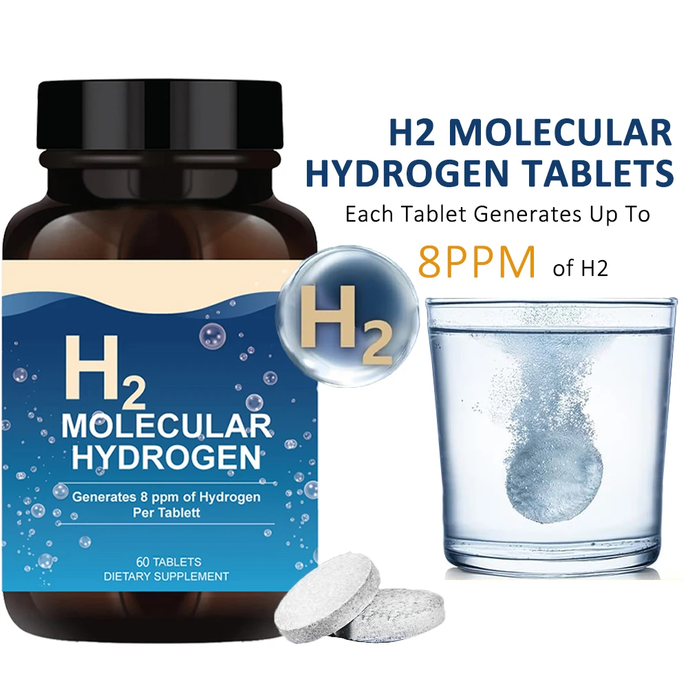 

Молекулярный водород H2, 60 таблеток - Поддерживает здоровое старение, клеточную энергию и здоровье мозга - с элементарным магнием - Без ГМО