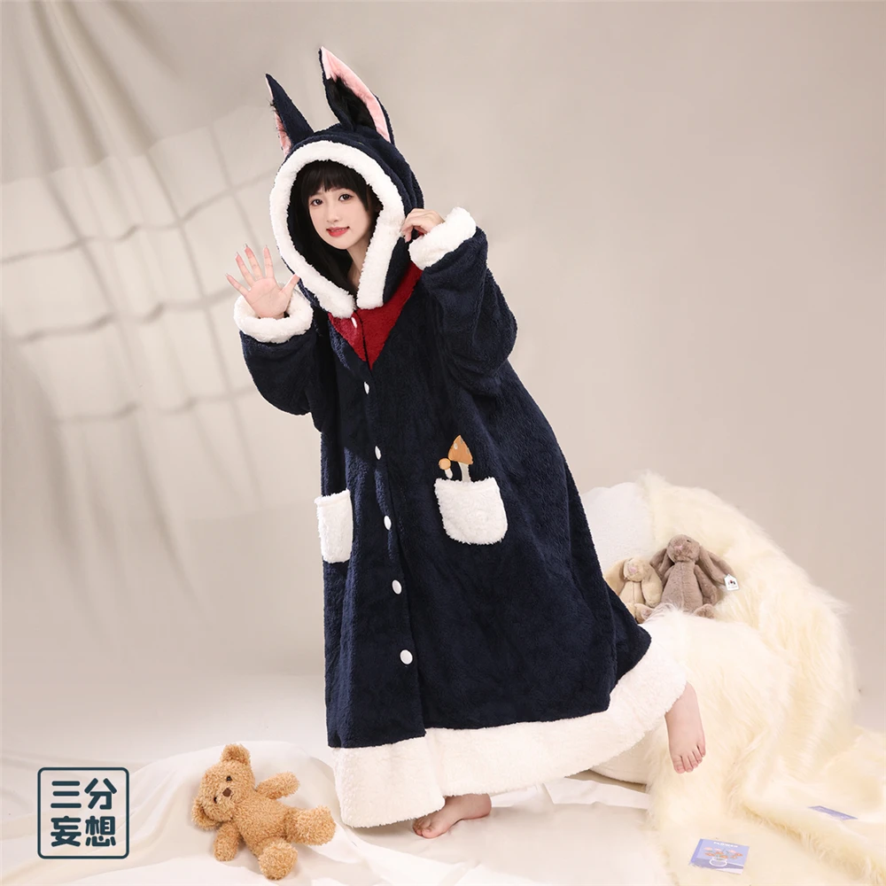 Game Genshin Impact Lynette Furina Lyney Cosplay Robe Flannel Adult Unisex Costume kigurumi Pajamas Bodysuit Sleepwear Pyjamas