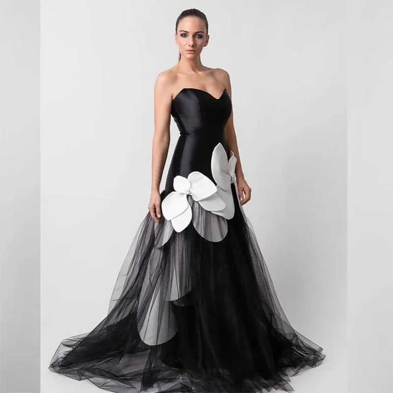 

Elegant Sweetheart A-line Women Evening Dresses Tulle Ruched Appliqued Wedding Prom Gowns for Birthday Party Dress 2024