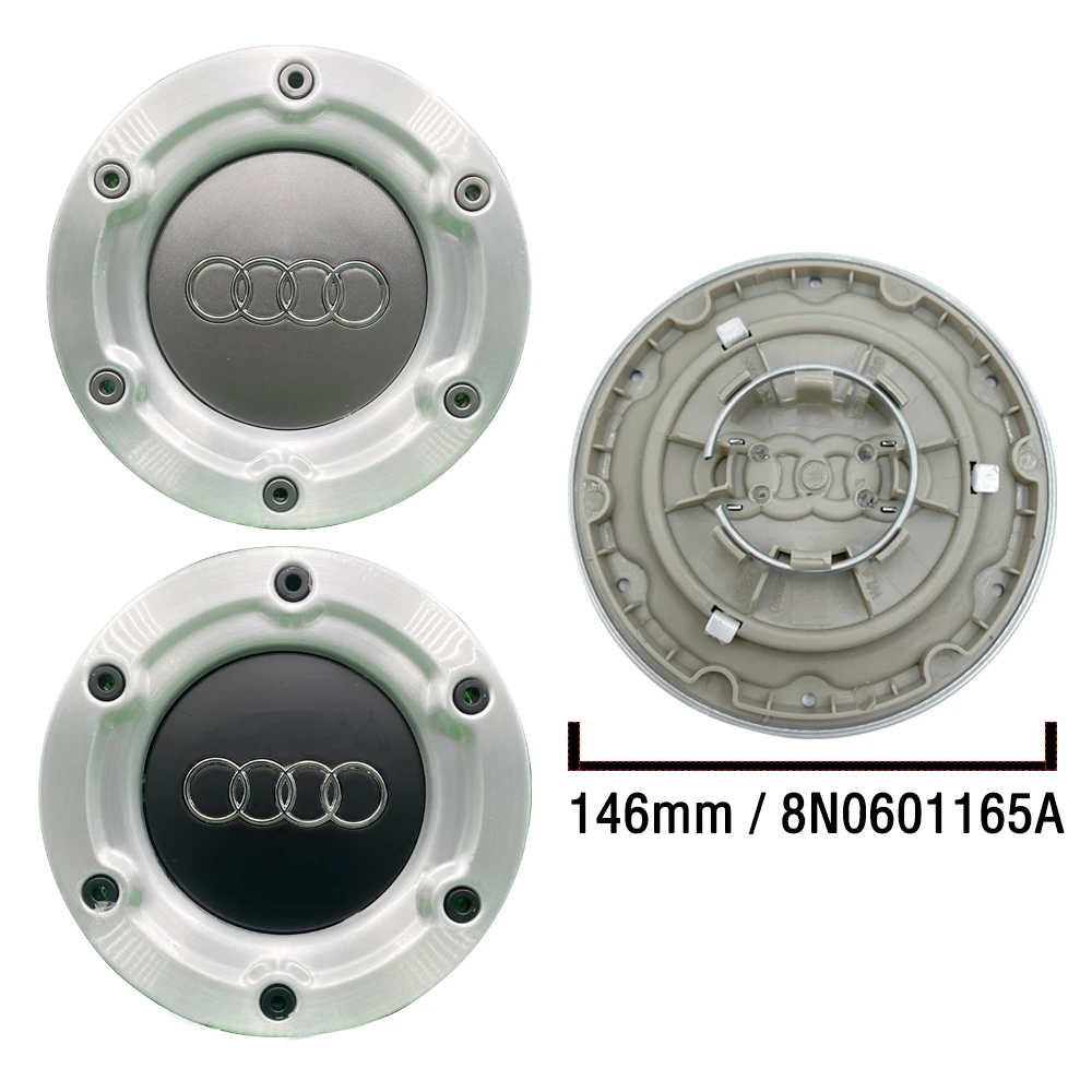 ABS 4Pcs 146mm Gray Black Car Rim Cover Wheel Center Hub Caps 8N0601165A For Audi r TT A4 A6 A8 Q5 Q7 Car logo Accessories