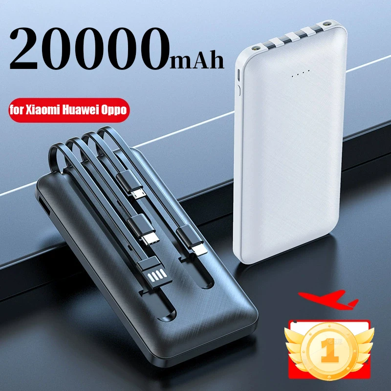 

For xiaomi mobile power bank 20000mAh ultra-thin power bank with fast charging and comes with four-wire portable power bank
