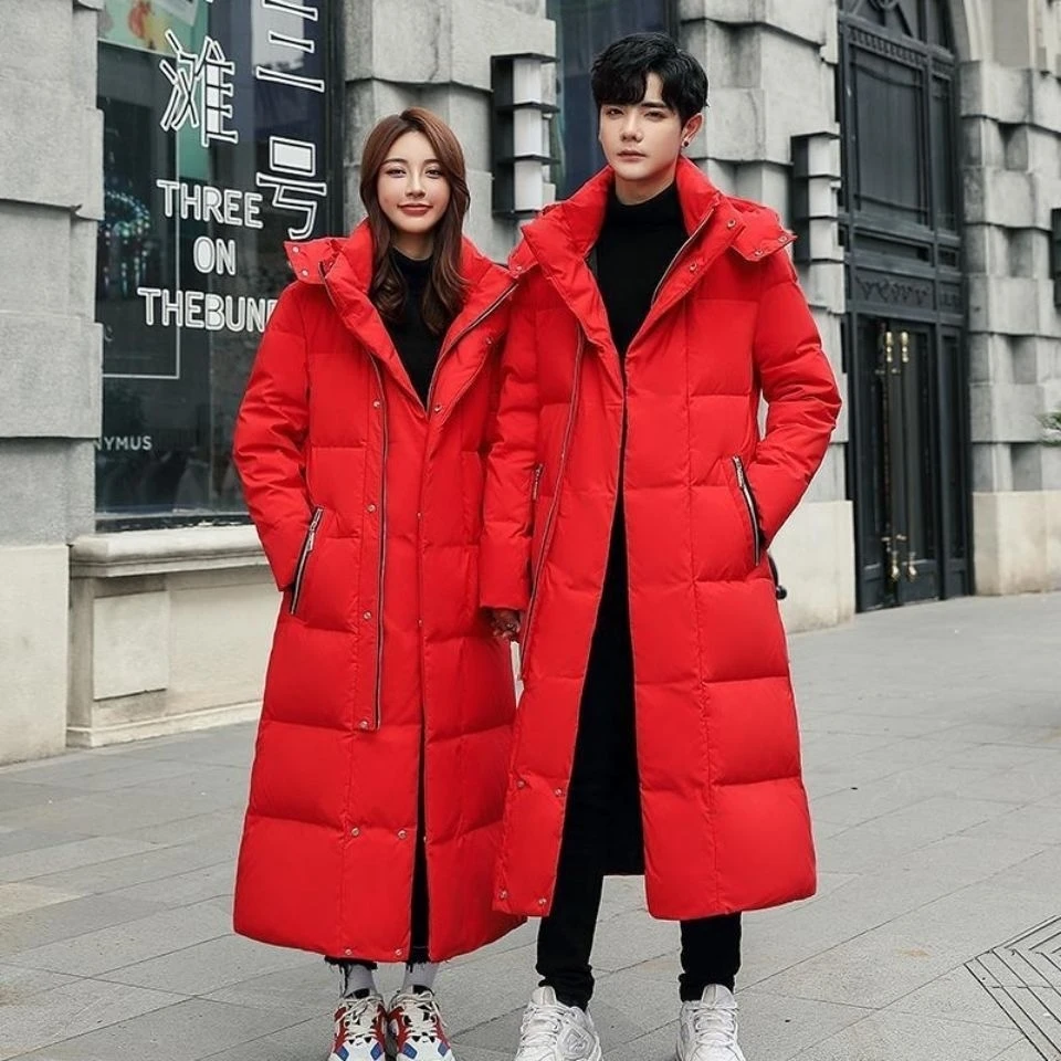 Jaket tebal hangat pria, mantel Parka Puffer katun panjang ukuran besar untuk lelaki, jaket hangat musim dingin warna polos-30 ℃