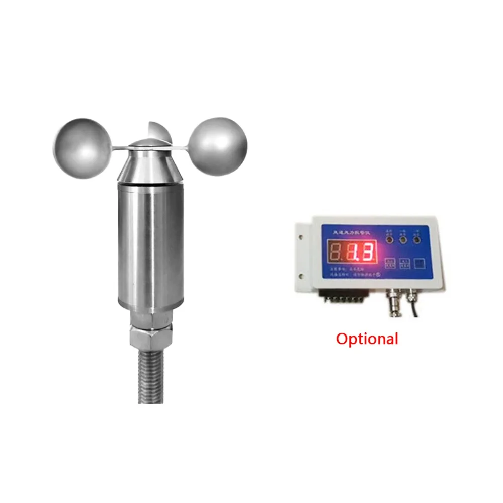 Stainless Steel Mechanical Three Cup Wind Speed Sensor with Datalogger Screen Modbus RS485 and 4-20mA 0-5V Communication