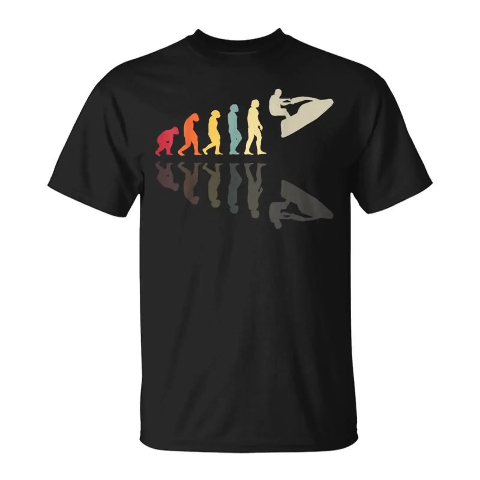 T-shirt de plage rétro vintage Evolution De L'homme Jetskiurfing Cadeauxyz, haut délavé vintage pour un usage quotidien, extensible et respirant