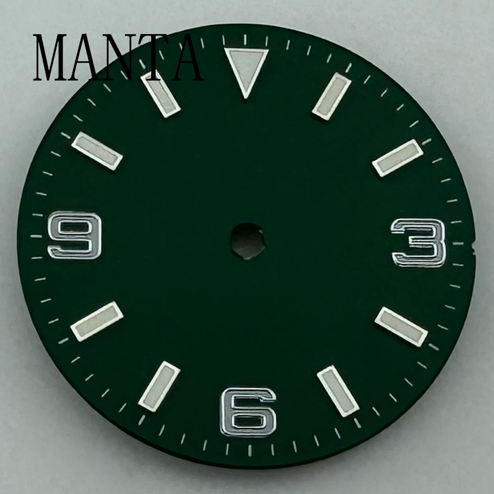 MANTA 28,7 mm steriele wijzerplaat lichtgevende pasvorm NH35/NH36 Miyota8205/8215/821A ETA2836/2824 Mingzhu2813/3804 beweging zwart blauw groen