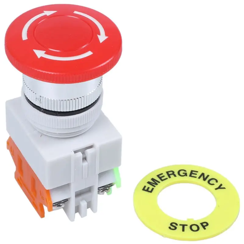 4X Red Mushroom Cap 1NO 1NC Emergency Stop Push Button Switch AC 660V 10A