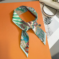 Retro Zebra Floral Print Skinny Silk Ribbon Scarfs Women Hairband Soft Satin Neckerchief Female Bag Ribbons Foulard Neck Ties