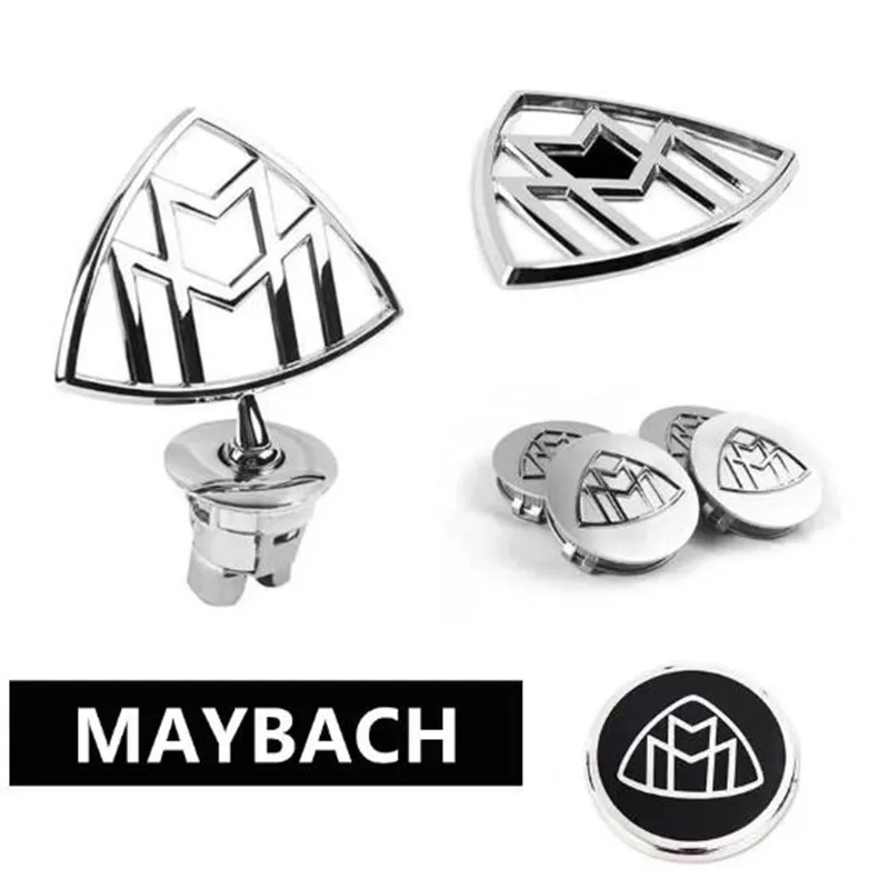 Car Wheel Cap Steering emblem Shell Sticker Chrome Emblem For Maybach Hood Lay Stand Logo S500 S600 V12 Side Fender Trunk Badge