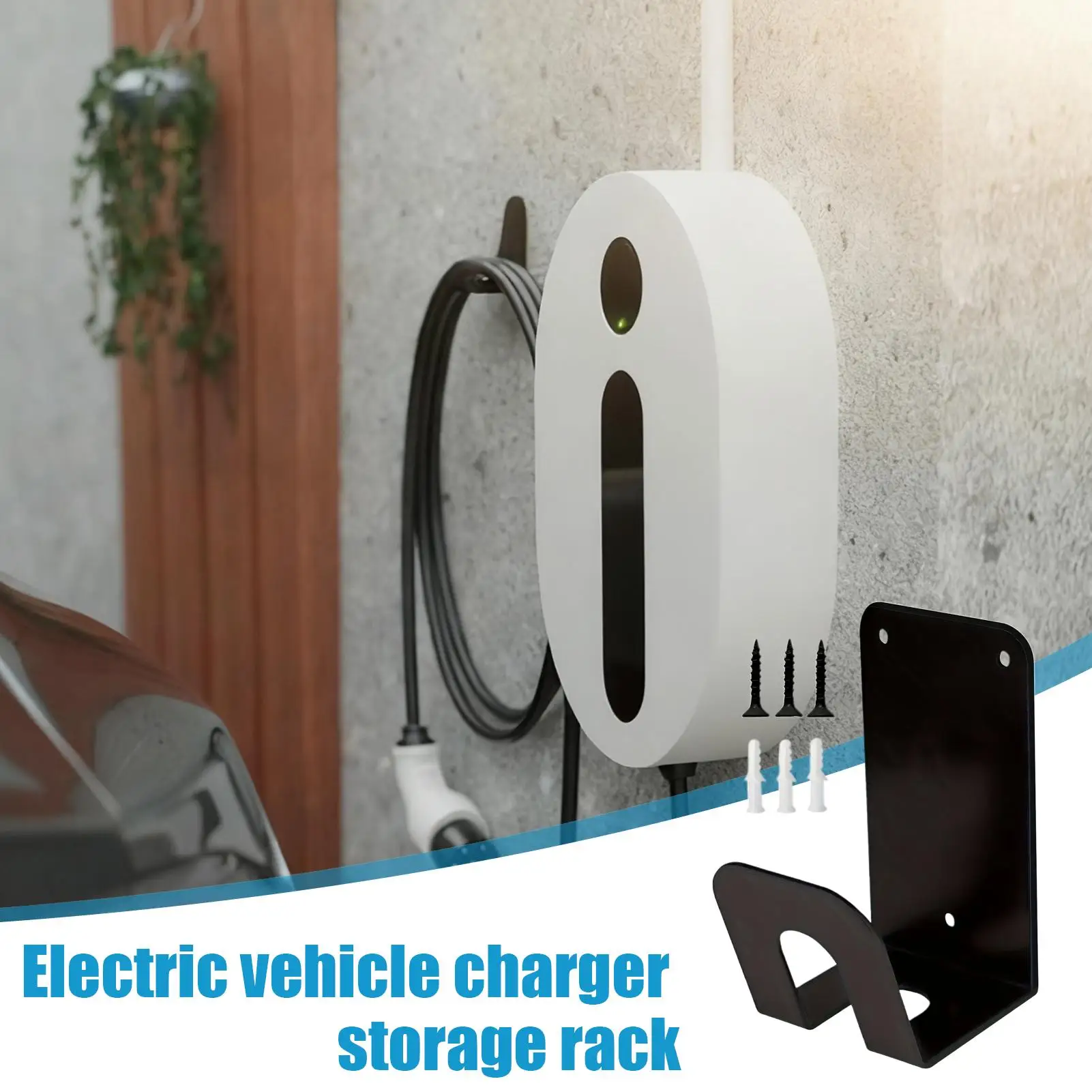 EV Cable Holder Secure Non Slip Rack EV Charger Organizer For Men Women Driver Home Public Indoor Outdoor Vehicle