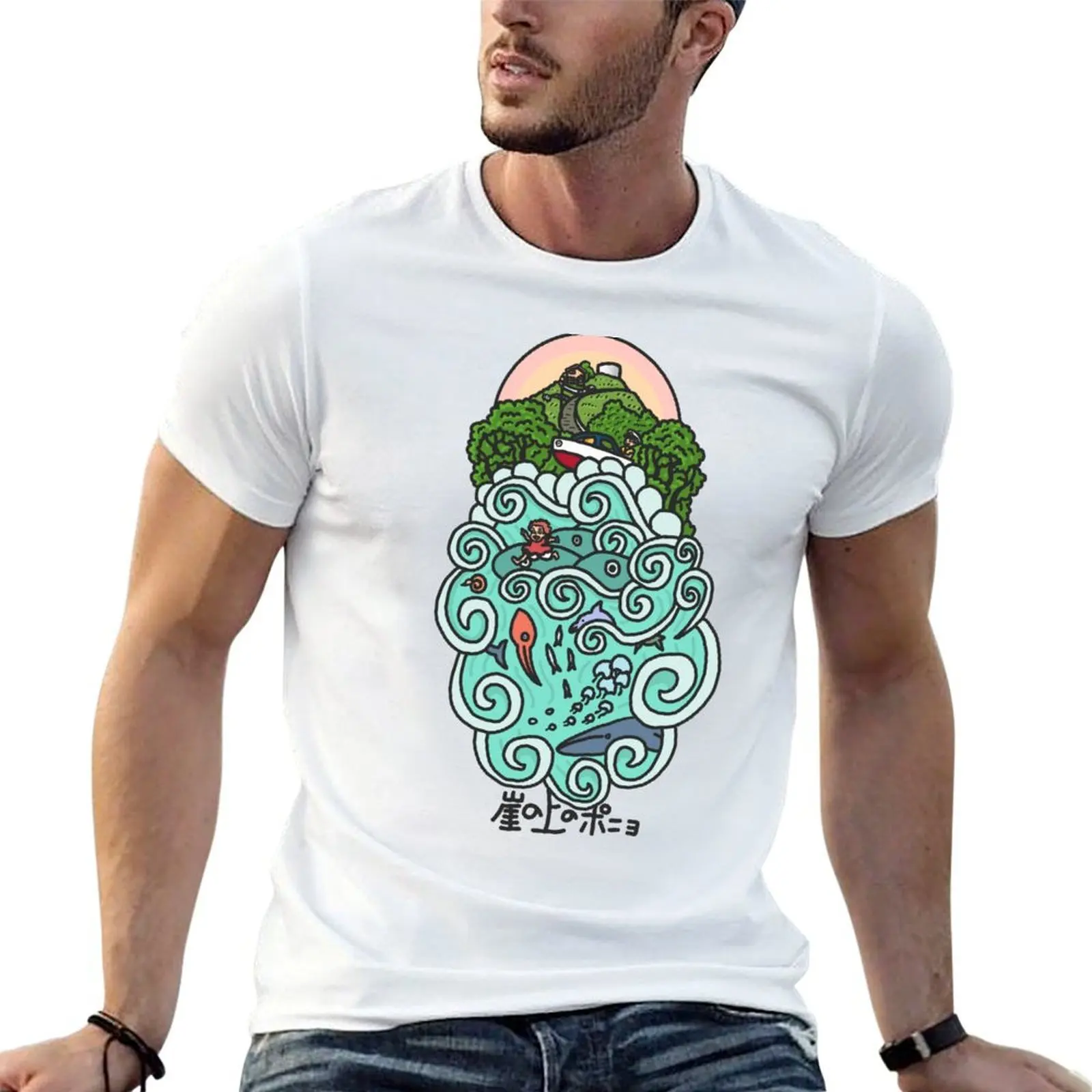 Camiseta con estampado de una roca en la costa, blusa, camiseta de lujo, camisetas negras lisas, camisetas para hombre.