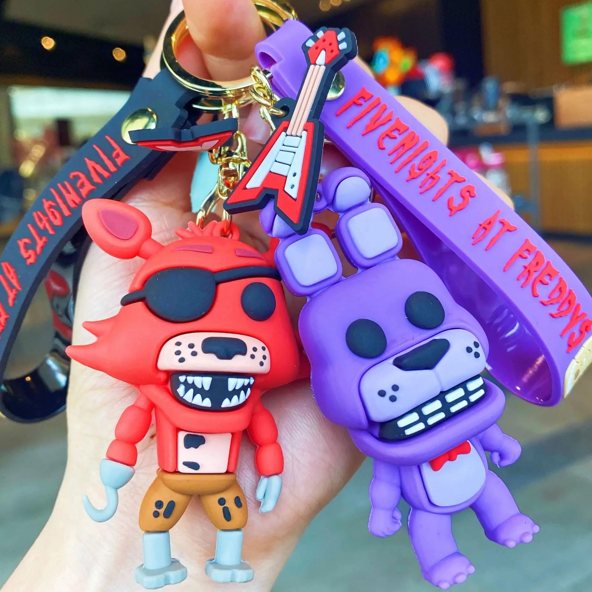 FNAF Keychain Sundrop Moondrop Figures Freddy Bonnie Chica Action Figure Key Chain Collection Funtime Foxy Pendants Model Toys