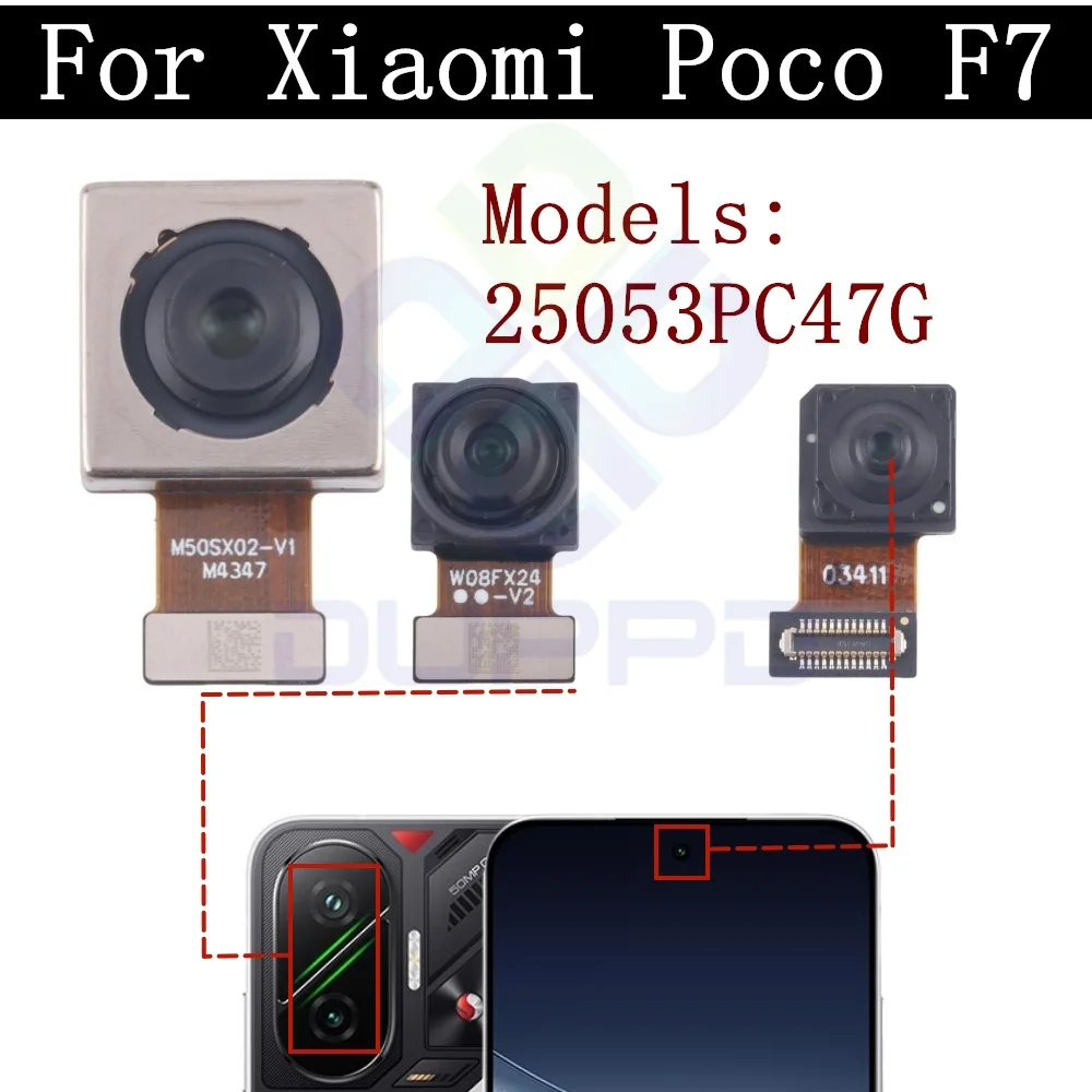 

Front Rear Module Camera For Xiaomi Poco F7 Frontal Selfie Wide Back Facing Main Camera Flex Cable Replacement