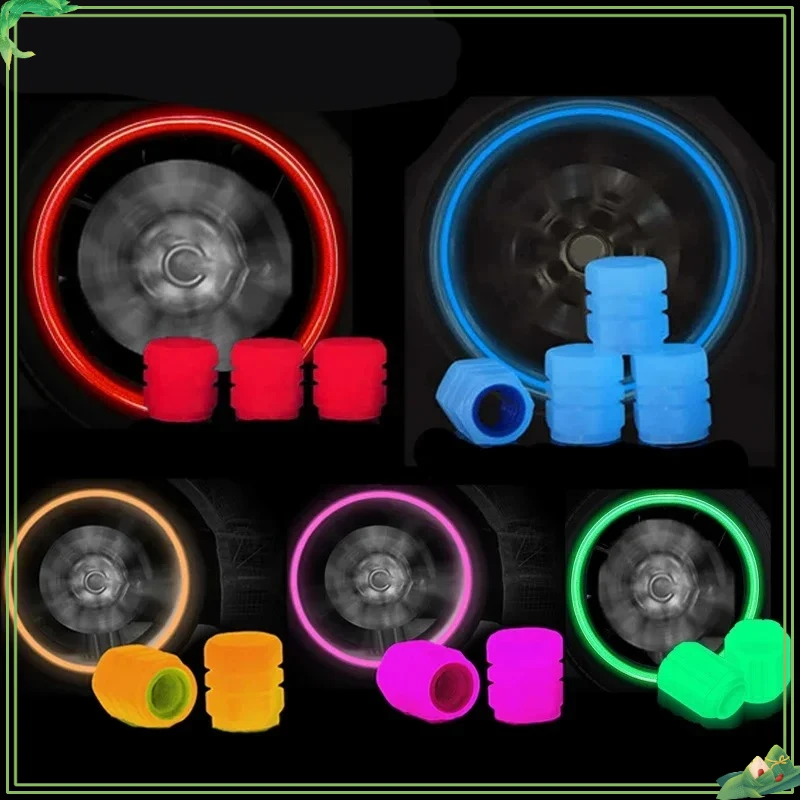 1-20 قطعة مضيئة سيارة الإطارات غطاء صمام الفلورسنت ليلة متوهجة ديكور دراجة نارية عجلة فوهة الغبار قضيب صمام إطار قبعات