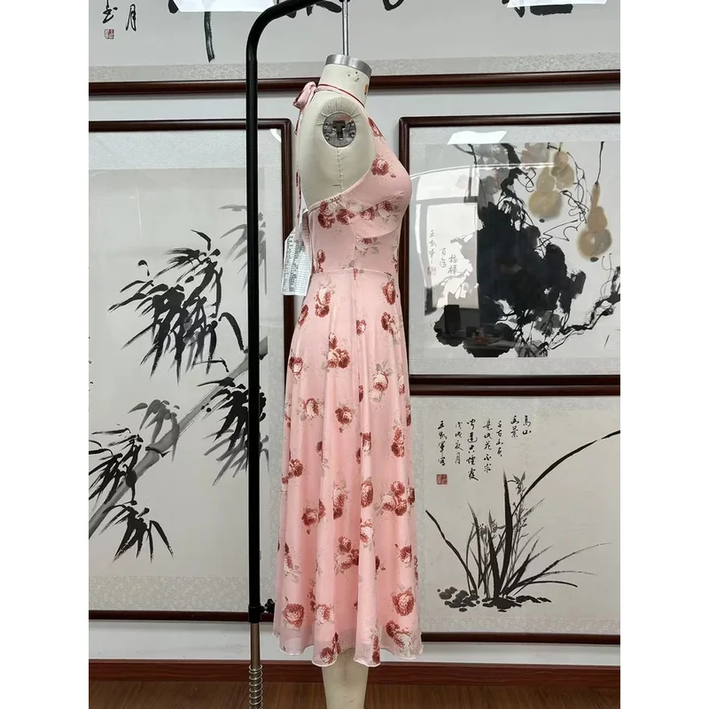 Bonny 2025 Floral Halter Long Dress - Sleeveless V Neck Backless A Line Summer Beach Holiday Sexy Elegant Bodycon Maxi Dress