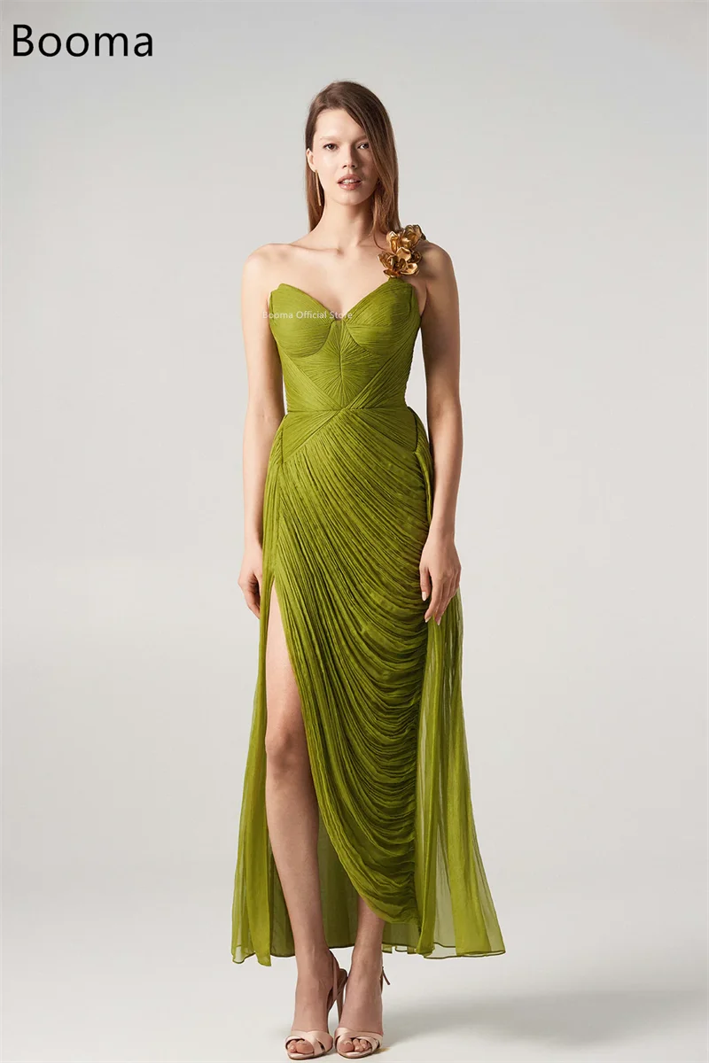 

Booma Mermaid Flower Evening Dresses Formal Party Gowns for Women Plaet Side Split Elegant Prom Gown Customize 2025