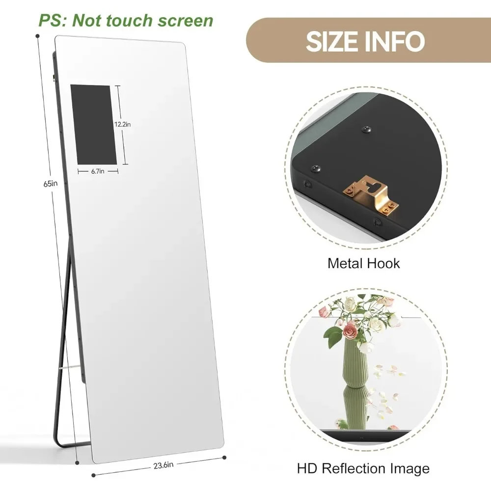 صفقة رائعة. مرآة صالة الألعاب الرياضية المنزلية الذكية، مرآة تدريب مع شاشة عرض مقاس 14 بوصة، تدعم وظيفة صب الهاتف #5