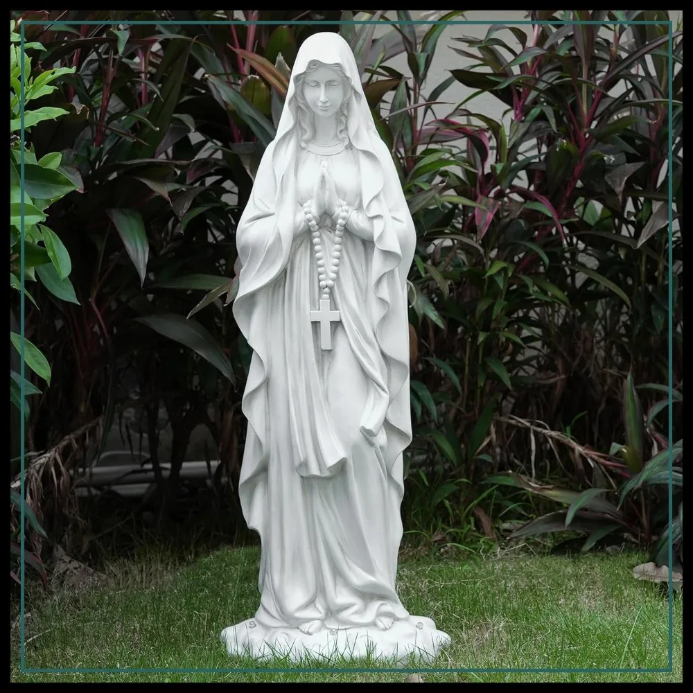 

31.5 Inch Solar Virgin Mary Statue for Garden, Outdoor Resin Religious Decor with Light for Yard Patio