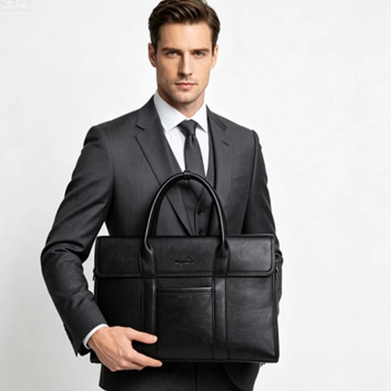 2026 New Luxury Pu Leather Business Men Briefcase Male Shoulder Bag Men's Messenger Tote Handbag Business Commuter Laptop Bag