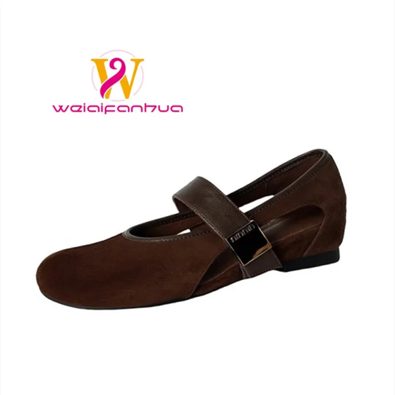 

Women's Shoes 2025 New Style Suede Flat Sandals Women's Mary Jane Hollowed-out Single Shoes Women's Luxury Shoes Women