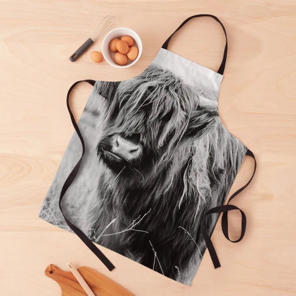 

Young Highland Cow Apron Waterproof Kitchen For Women cooks clothes Apron
