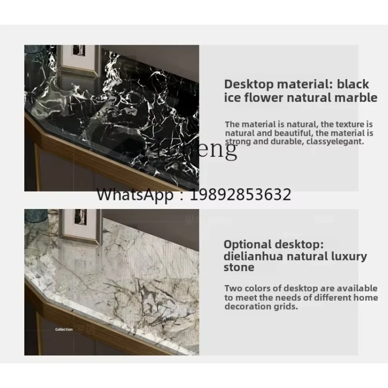 

H3-23 Jane Luxury Natural Marble Entrance Table Household Entrance Cabinet High-end Simple Entrance Table