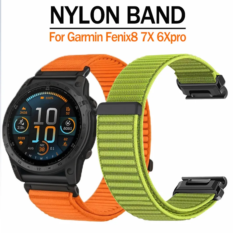 For Garmin Watch Strap 22mm 26mm Fenix 8 7 7X 6 6X 5 Fenix 9 Pro MIP Forerunner 245 55 QuickFit Nylon Watch Band Bracelet