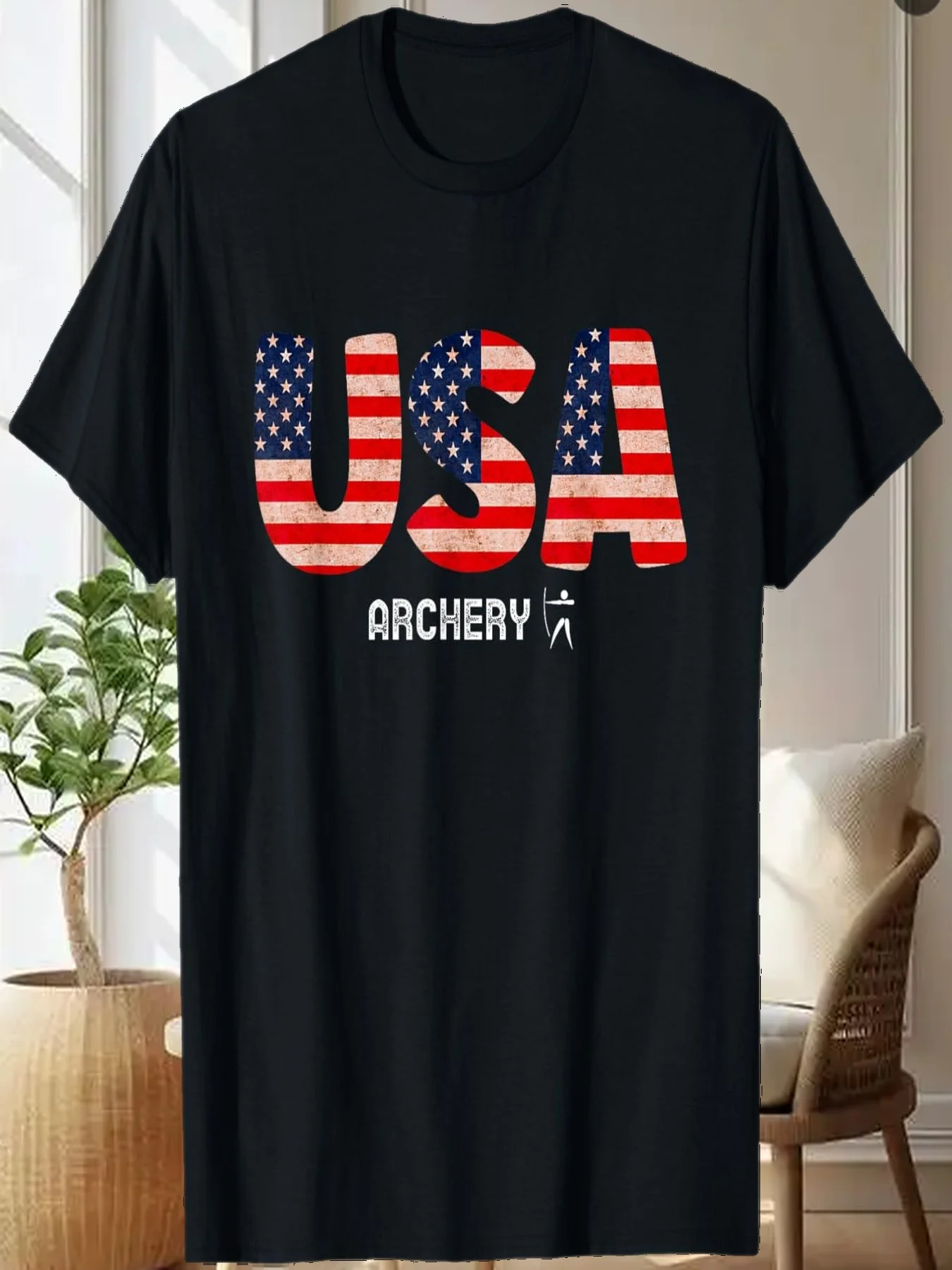 เสื้อยืดลายธงชาติอเมริกันสำหรับผู้ชายและเด็กผู้ชาย รุ่น Patriot Archery วันชาติอเมริกา (4 กรกฎาคม)