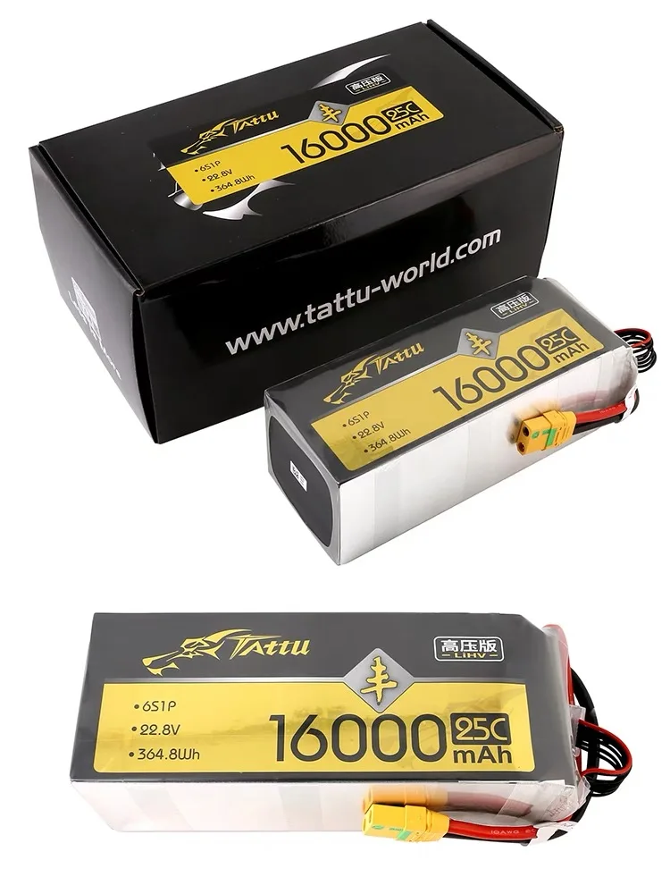 TATTU بطارية أصلية 10000mAh 12000mAh 16000MAH 22000mah 25C 20C 15C 6S بطارية ليثيوم RC بطارية ليبو للزراعة UA V