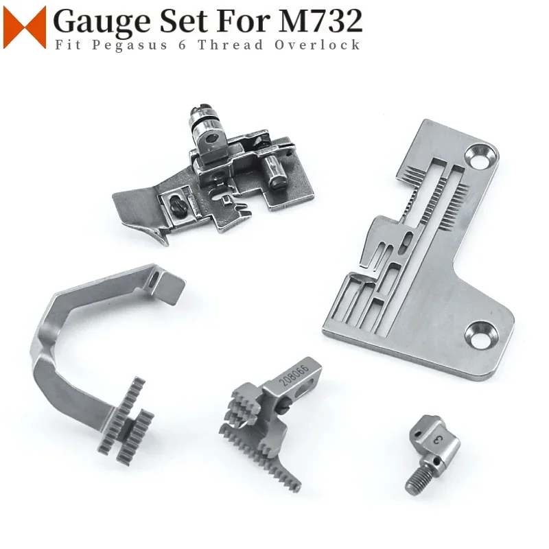 

Gauge Set For 6 Thread Overlock Sewing Machine Fit Pegasus M732-354 M732-355 Needle Plate 208648 Feed Dog 208219 208066