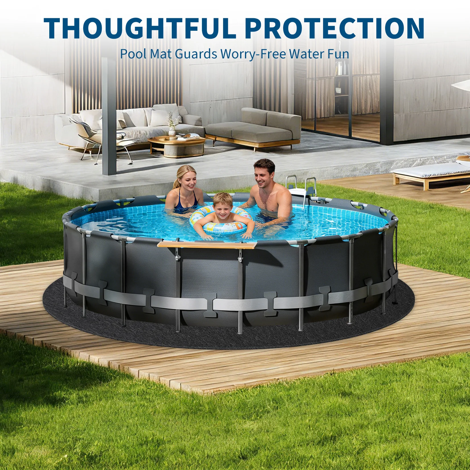 18x34 FT Oval Pool Liner Pad Heavy Duty Non-Woven Geotextile Ground Mat Above Ground Swimming Pool Liner Protection Pad Prevents Punctures Weed Barrier Pool Floor Protector Ground Cloth for Outdoor Garden Backyard Summer Pool Setup