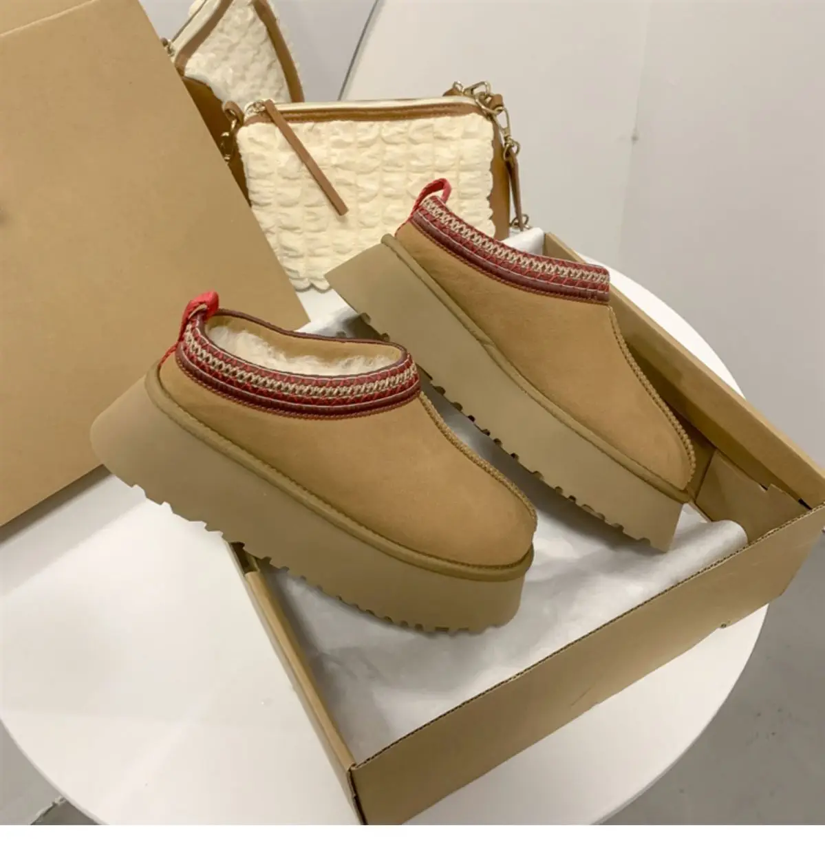 أحذية الثلوج النساء 2026 شتاء جديد قصير الكشمير الدافئة سميكة سوليد أحذية دون الكعب الصوف نصف النعال أحذية قطنية نسائية #2