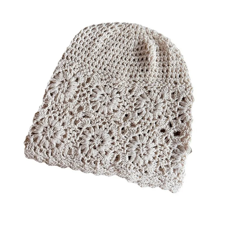 النمط الياباني لاسي متماسكة قبعة المرأة اليدوية الكروشيه البوهيمي الرجعية رقيقة قبعة قبعة لربيع الخريف ​