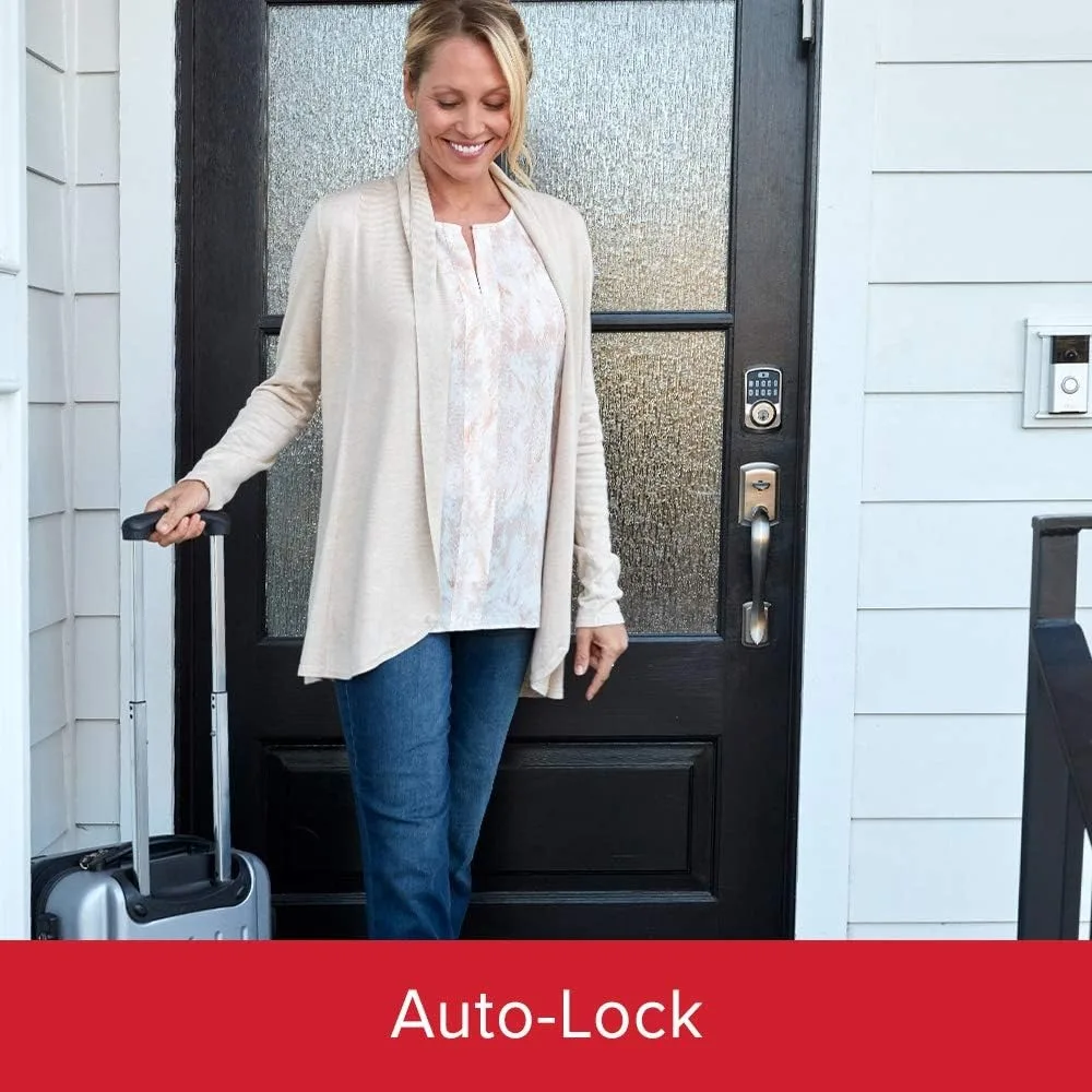 99420-001 Aura Bluetooth Programmable Keypad Door Lock Deadbolt Featuring SmartKey Security, Satin Nickel