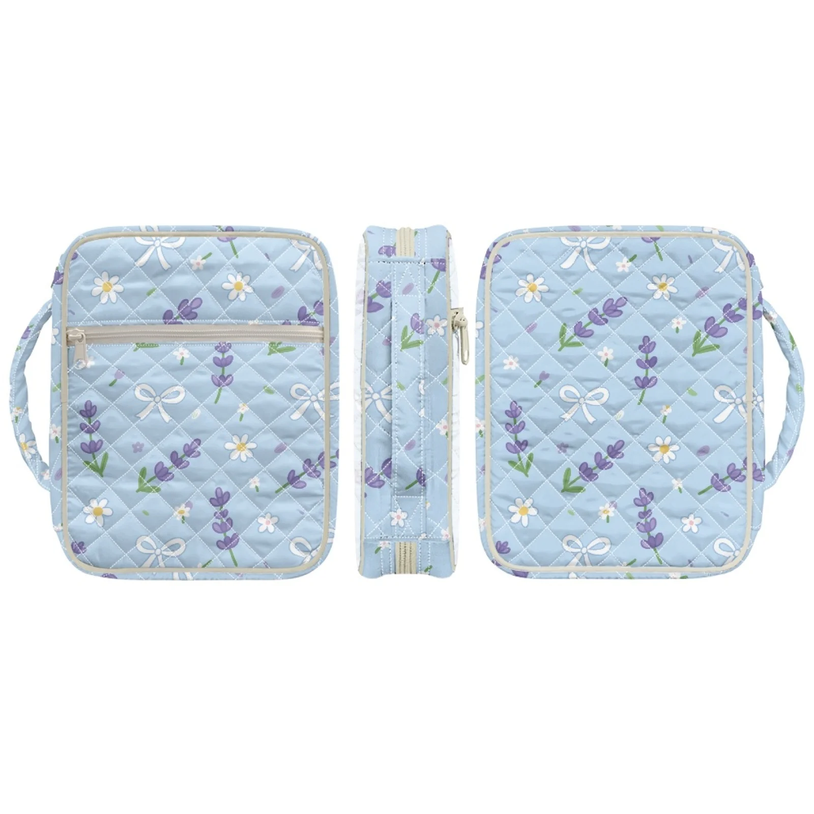 Coloranimal Lavender Bow Portable Quilted Bible Cover for Bibles Lover Soft Bible Cover Case New Arrival
