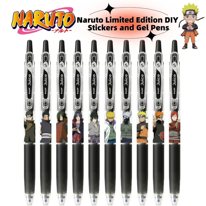 Naruto Cartoon Anime Serie Kugelschreiber Kreativer Bullet-Tip Gelstift Naruto Limited Edition DIY Sticker Version Einziehbarer 0,5mm Schwarzer Stift