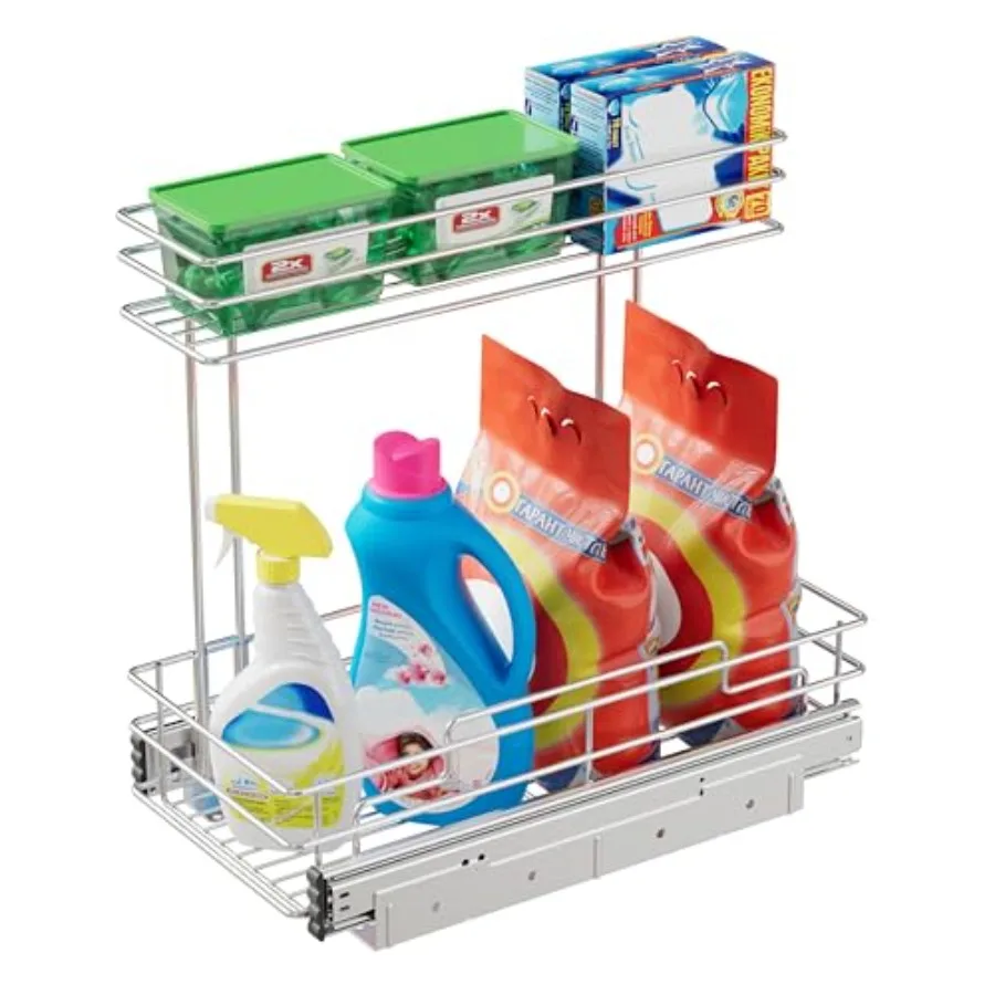 

Under Sink Organizer X7 D, Pull Out Cabinet Organizer Tier, Under Sink Slide Out Chrome Plated, Under Kitchen Bathroom Organize