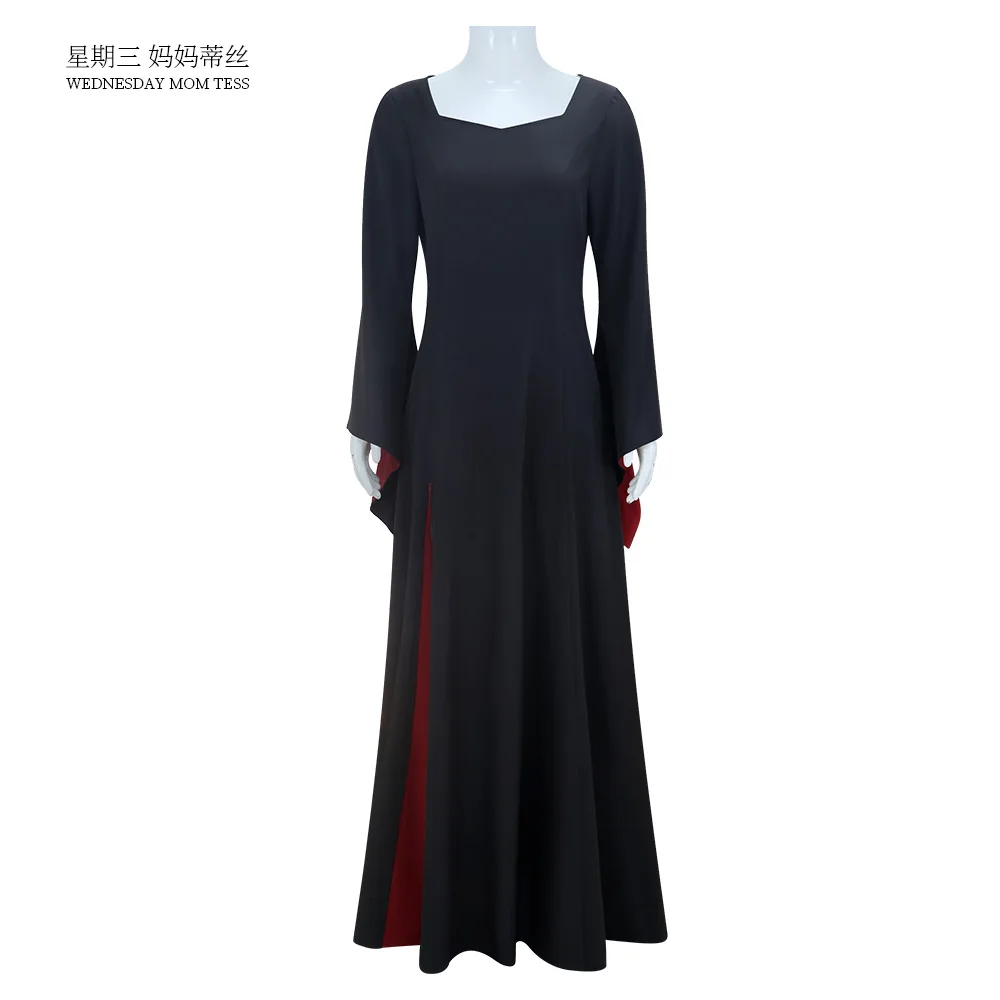 Kostium Morticii Cosplay TV Wed Czarna Szata Zestaw Damska Sukienka Gotycka Maxi Spódnica Dorosła Vintage Halloween Bal Maskowy Moda