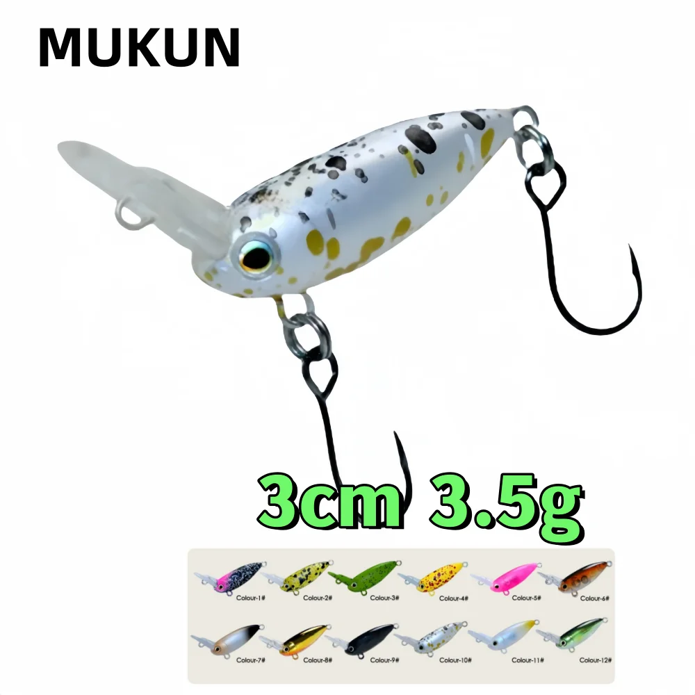 

MUKUN 1PCS Fishing Lures Crankbait 30mm 3.5g Slow Sinking Hard Artificial Bait For Area Trout