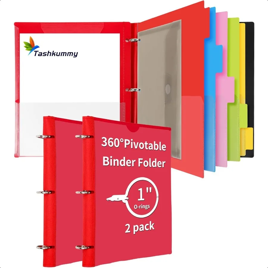 

360 Pivotable Project Organizer 2 Pack 3 Ring Binder with Colored Tab Dividers with Pockets Customizable Front Cover Multi Pock