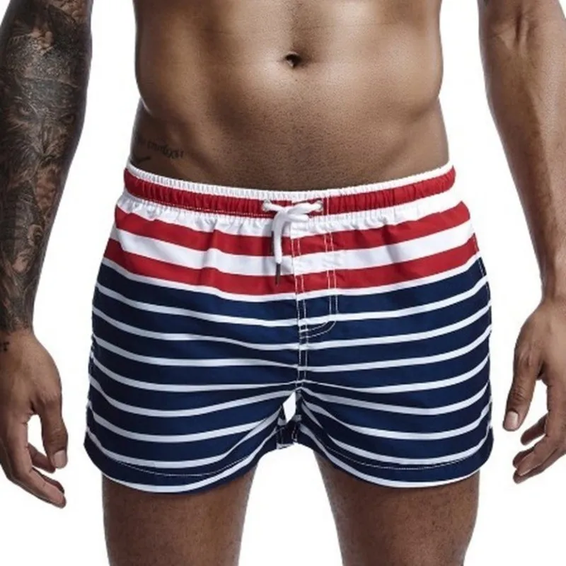 Seobean Stripes Boardshort Men Board Shorts Mens Swimming Shorts Swimwear Swim Trunk For Beach Holiday Sport Wear Short No Liner