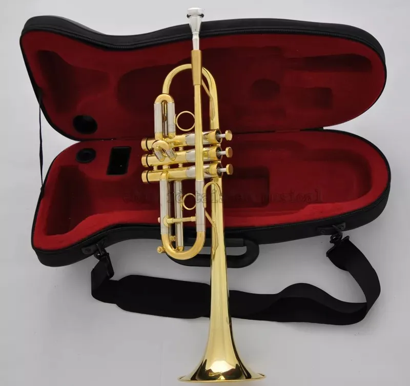 Professional Heavy C key Trumpet horn Gold Finish Monel Valves 5