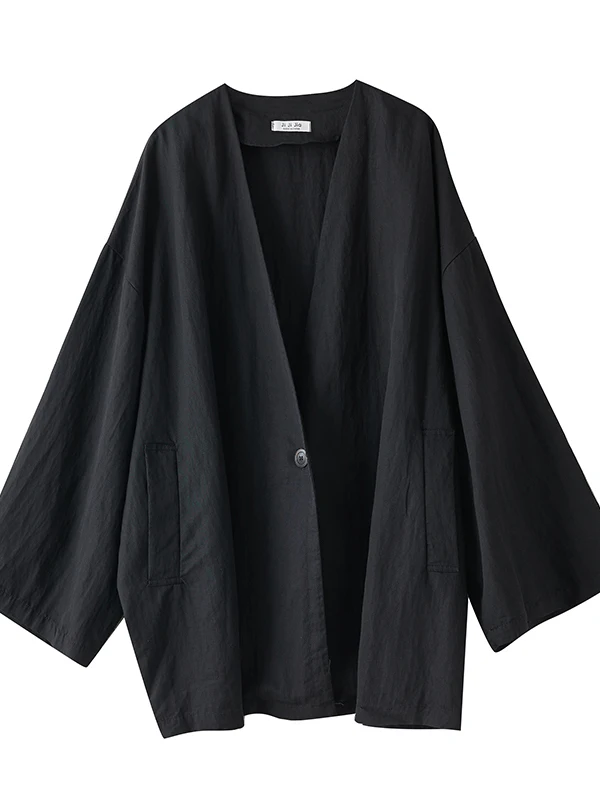 패셔너블 플러스 사이즈 여성 코트 한국 스타일 루즈 심플 단색 다용도 중간 길이 우아한 아우터웨어