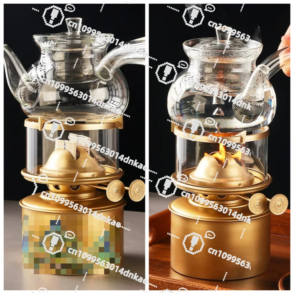 Pure Brass Travel Kung Fu Tea, Boiled Water Tea, Air Tea, Live Fire Tea Lamp Oil Lamp Tea Stove