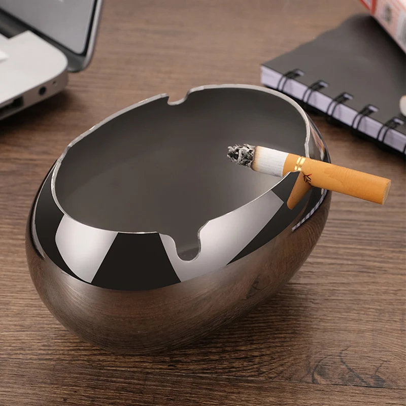 

Stainless Steel Ashtray Stainless Steel Round Shaped Decorative Tabletop Cigarettes Ash Holder For Home Office Tabletop