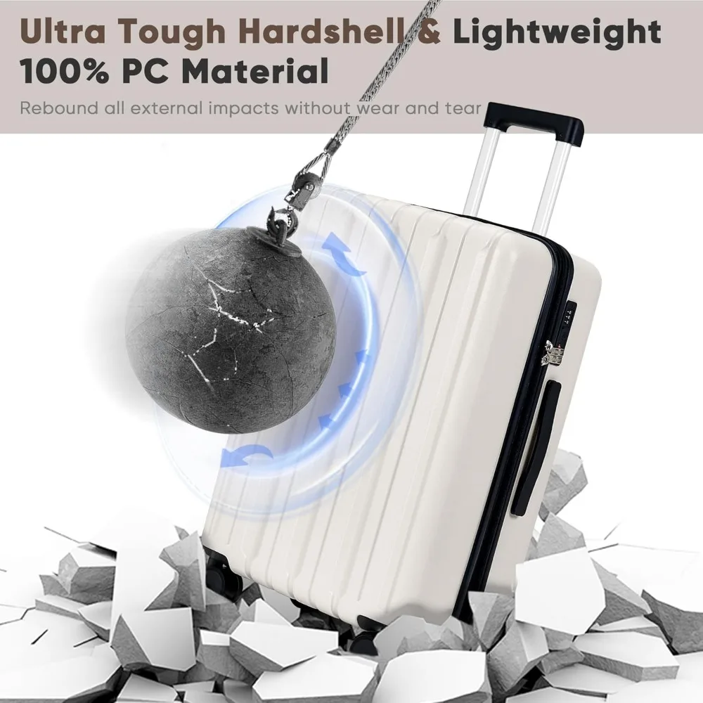 مجموعة أمتعة Showko مكونة من 3 قطع: أمتعة متينة وقابلة للتوسيع بنسبة 100% مع قفل TSA وعجلات دوارة مزدوجة - 20 و24 مقاسًا