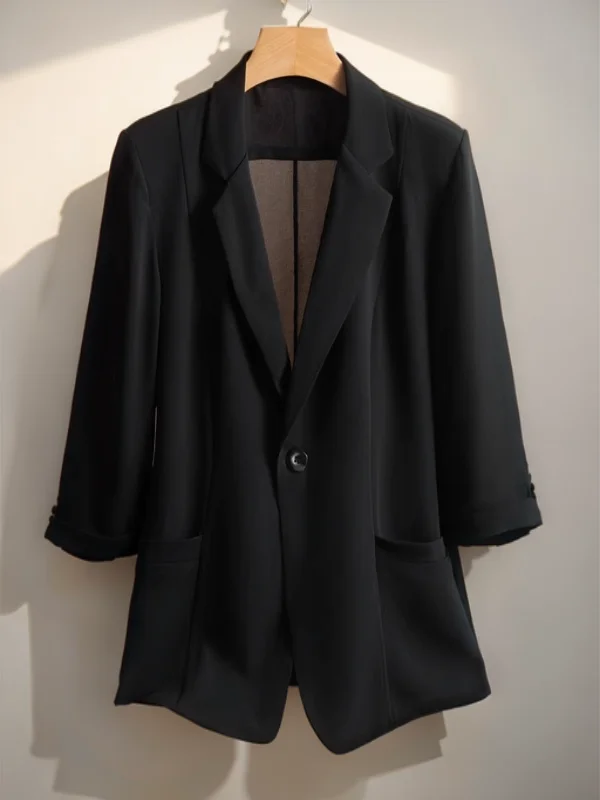 

Элегантный и молодежный женский укороченный блейзер из мохера с высоким воротником, ребристой отделкой и пуговицами, эластичный, в канадском стиле