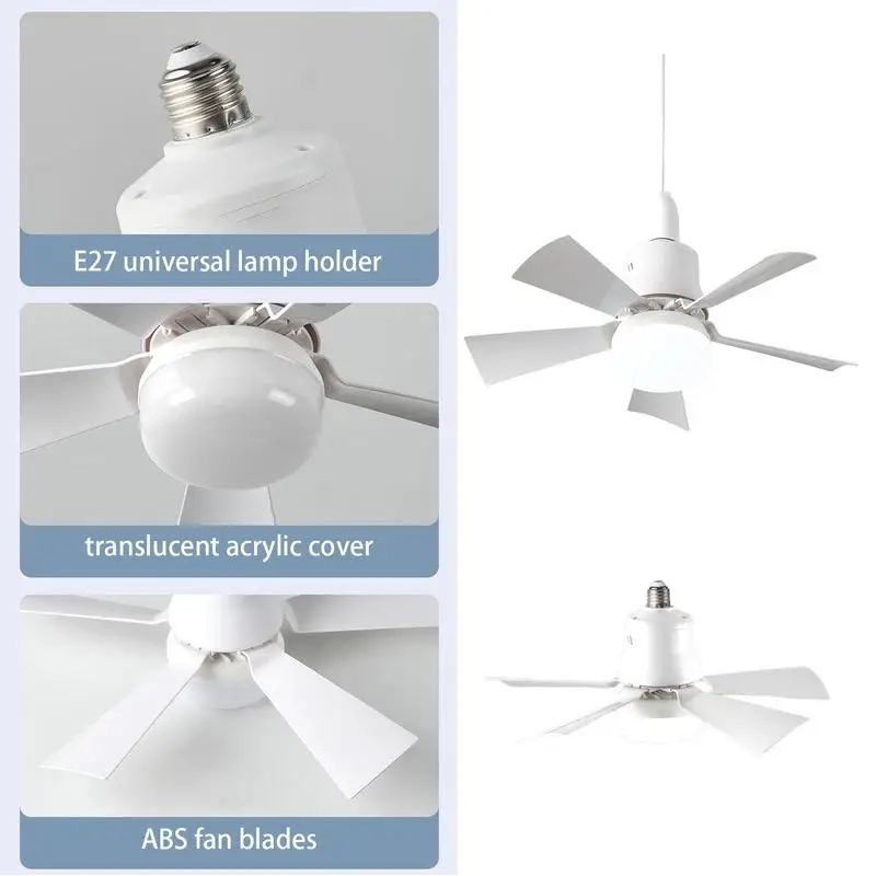 2-in-1 Modern Ceiling Fan with Light  30W  3 Speeds Cooler Lamp Detachable Fan Leaf with Remote Control  AC85V-265V