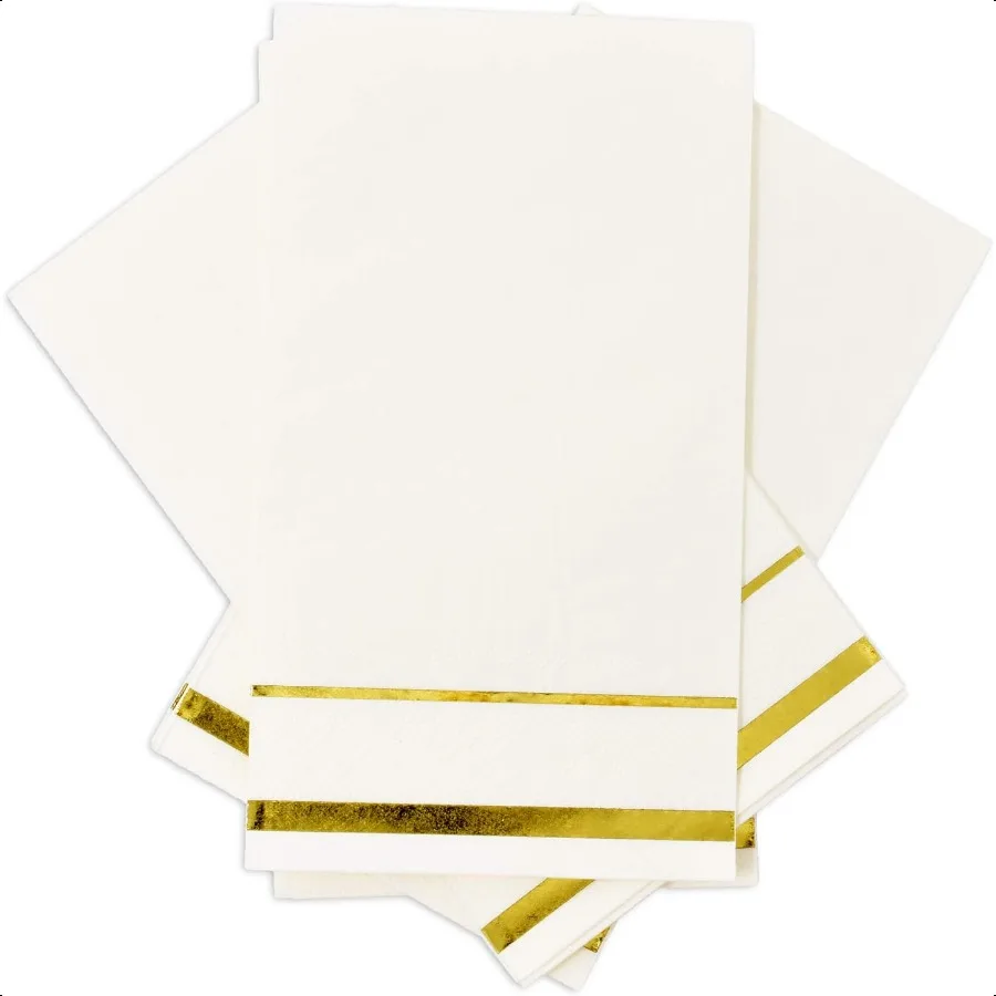 100 tovaglioli per ospiti foderati con finiture dorate, eleganti tovaglioli per la cena, per le vacanze, il bagno, la festa di compleanno, il matrimonio, il baby show