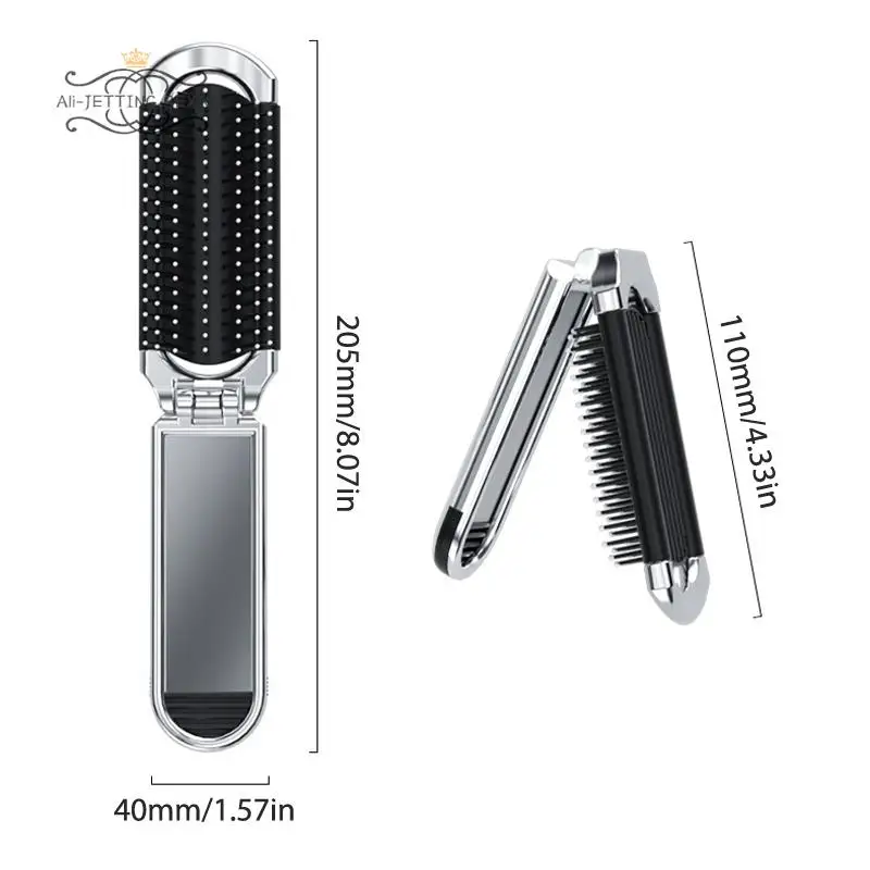 1Pc Mini Hair Brush Folding Massage Comb Head Massage Anti-Static Portable Travel Hair Brush Girl Hair Combs With Mirror